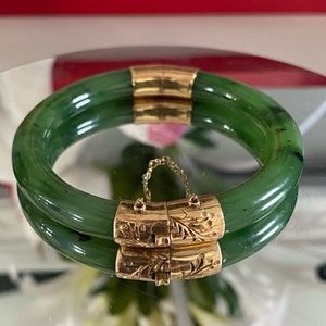 Vintage Chinese Gold and Jade Bangle
